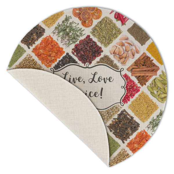 Spices Round Linen Placemats - Front (folded corner single sided)