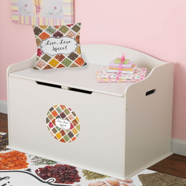 Spices Round Wall Decal on Toy Chest