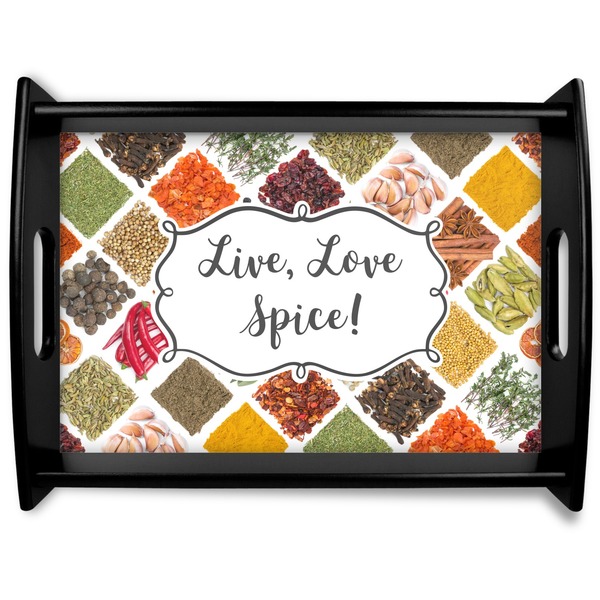 Custom Spices Black Wooden Tray - Large (Personalized)
