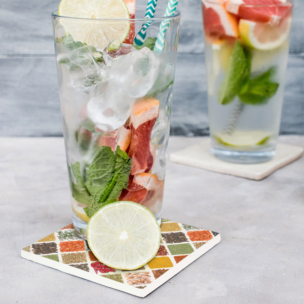 Spices Set of 4 Stone Coasters - In Context View