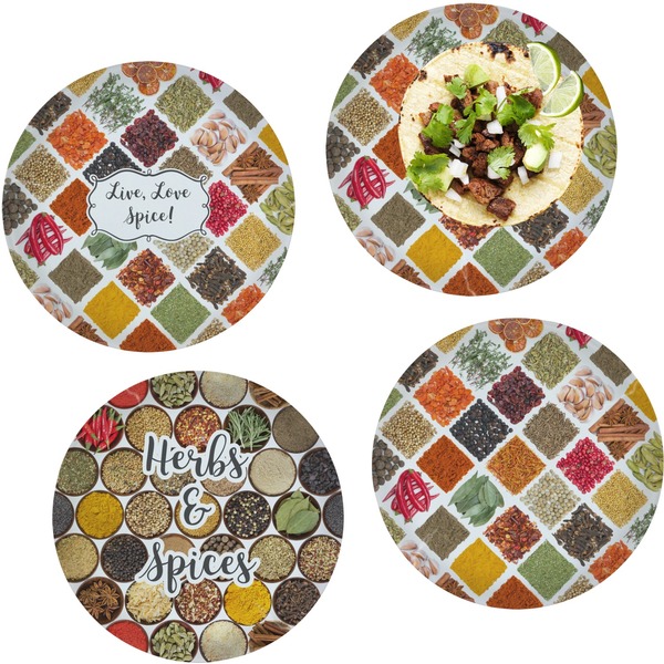 Custom Spices Set of 4 Glass Lunch / Dinner Plate 10" (Personalized)