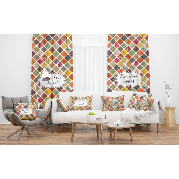 Spices Sheer and Custom Curtains in Room with Matching Pillows