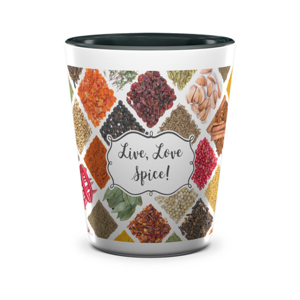 Custom Spices Ceramic Shot Glass - 1.5 oz - Two Tone - Set of 4