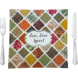 Spices 9.5" Glass Square Lunch / Dinner Plate- Single or Set of 4 (Personalized)