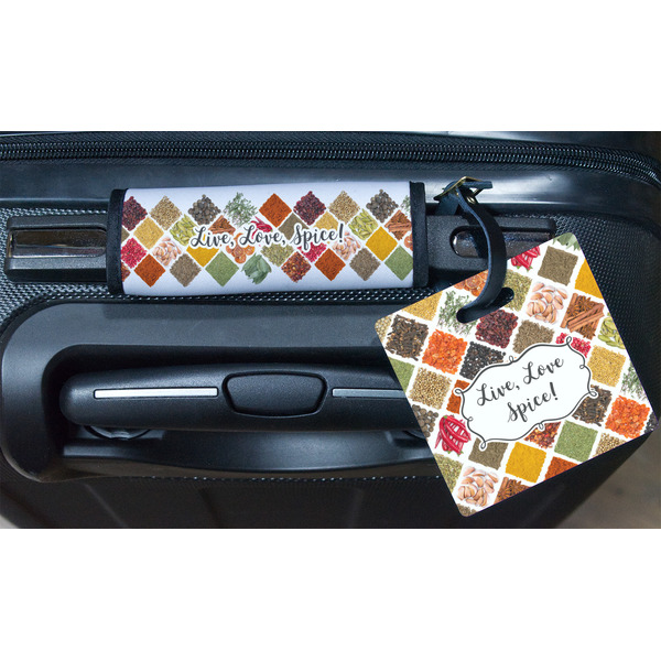 Spices Square Luggage Tag & Handle Wrap - In Context
