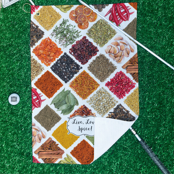 Spices Waffle Weave Golf Towel - In Context