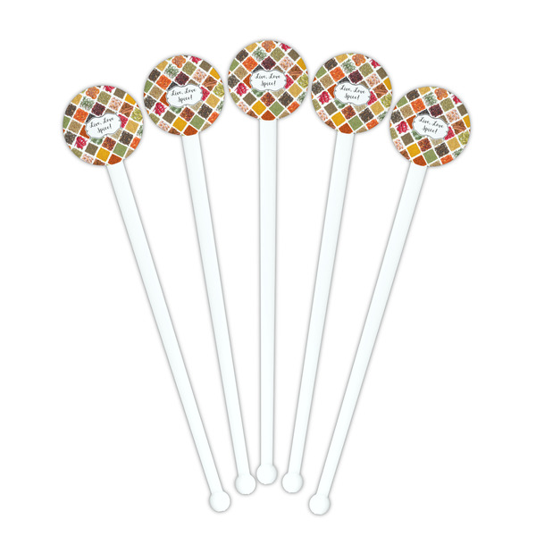 Spices White Plastic 7" Stir Stick - Round - Fan View