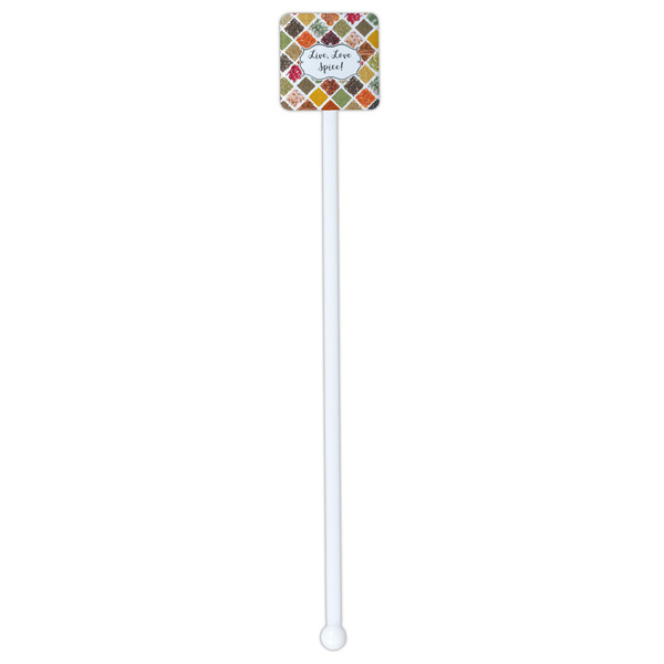 Spices White Plastic Stir Stick - Single Sided - Square - Single Stick