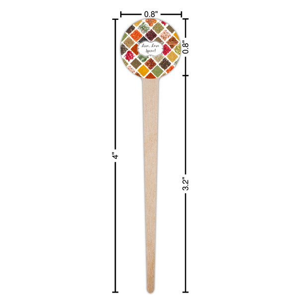 Spices Wooden 4" Food Pick - Round - Dimensions