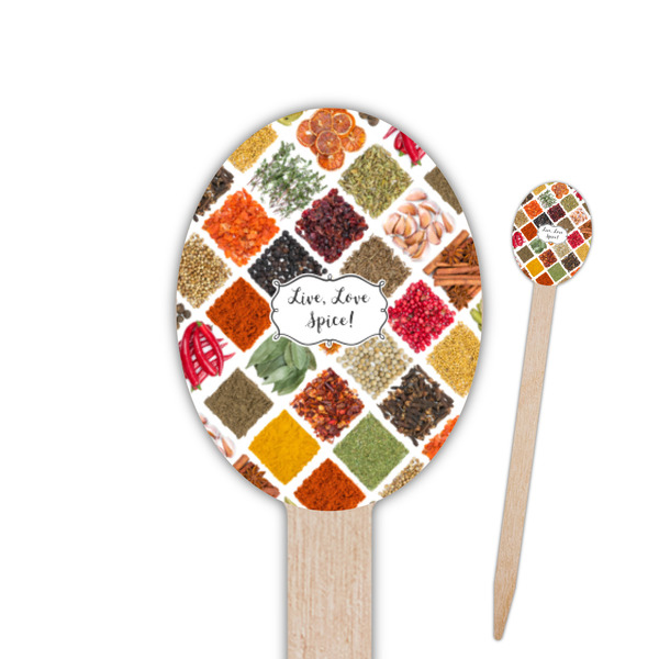 Custom Spices Oval Wooden Food Picks - Single Sided