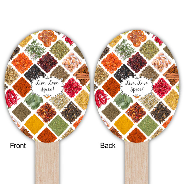 Spices Wooden Food Pick - Oval - Double Sided - Front & Back
