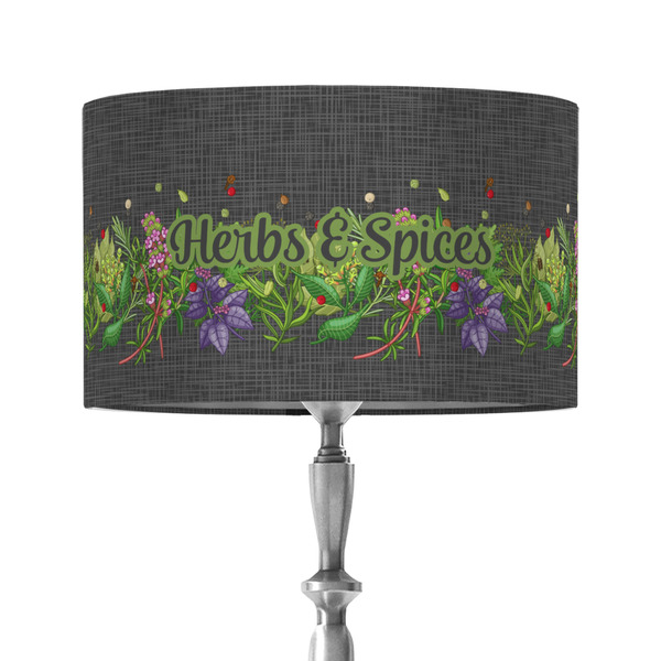 Herbs & Spices 12" Drum Lampshade - ON STAND (Fabric)
