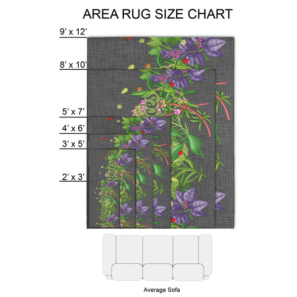 Herbs & Spices 2'x3' Indoor Area Rugs - Size Chart