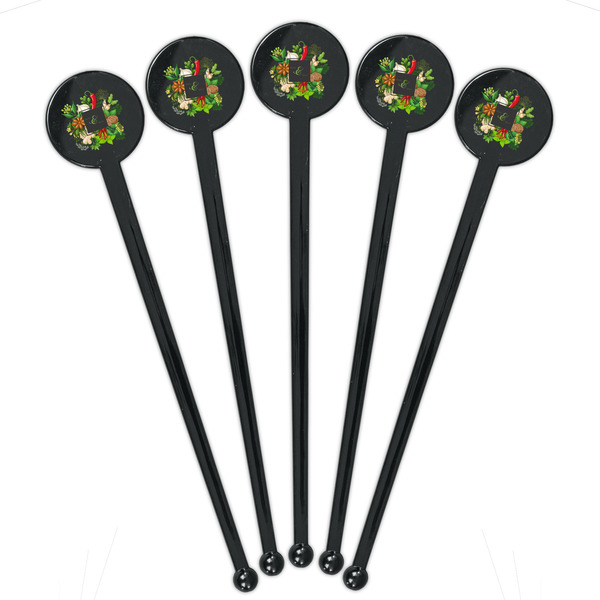 Herbs & Spices Black Plastic 7" Stir Stick - Round - Fan View