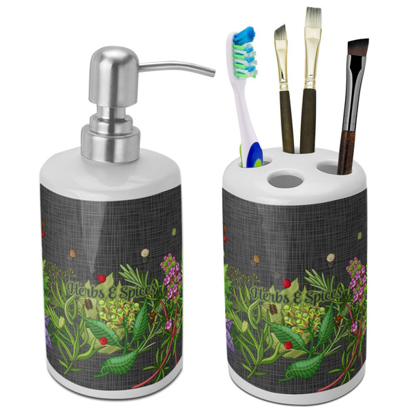 Custom Herbs & Spices Ceramic Bathroom Accessories Set