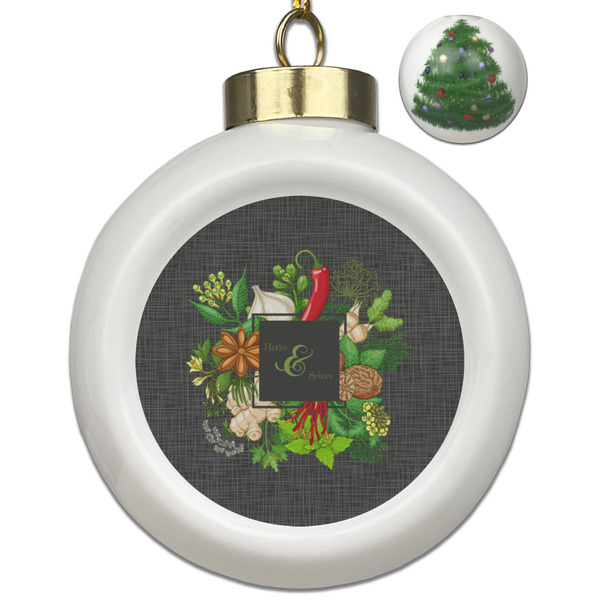 Custom Herbs & Spices Ceramic Ball Ornament - Christmas Tree