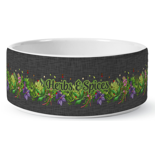 Herbs & Spices Ceramic Dog Bowl - Medium - Front