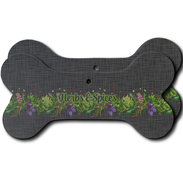 Custom Herbs & Spices Ceramic Dog Ornament - Front & Back