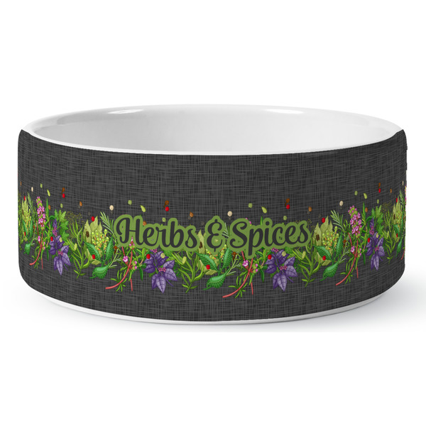 Custom Herbs & Spices Ceramic Dog Bowl - Medium (Personalized)