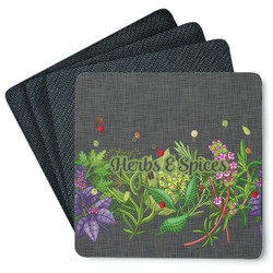 Herbs & Spices Square Rubber Backed Coasters - Set of 4 (Personalized)