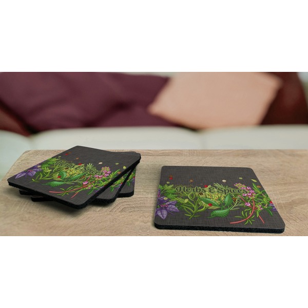 Herbs & Spices Coaster Rubber Back - On Coffee Table