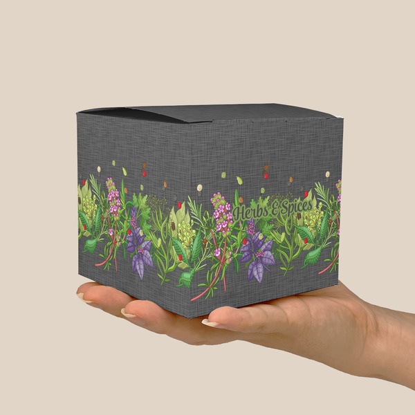 Herbs & Spices Cube Favor Gift Box - On Hand - Scale View