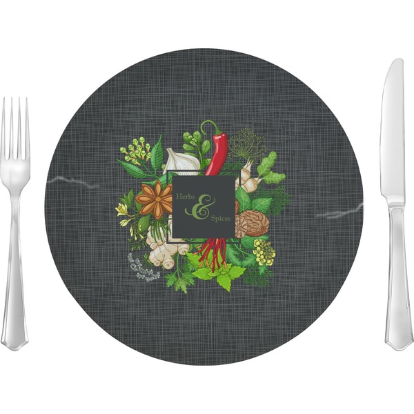 Custom Herbs & Spices 10" Glass Lunch / Dinner Plates - Single or Set (Personalized)