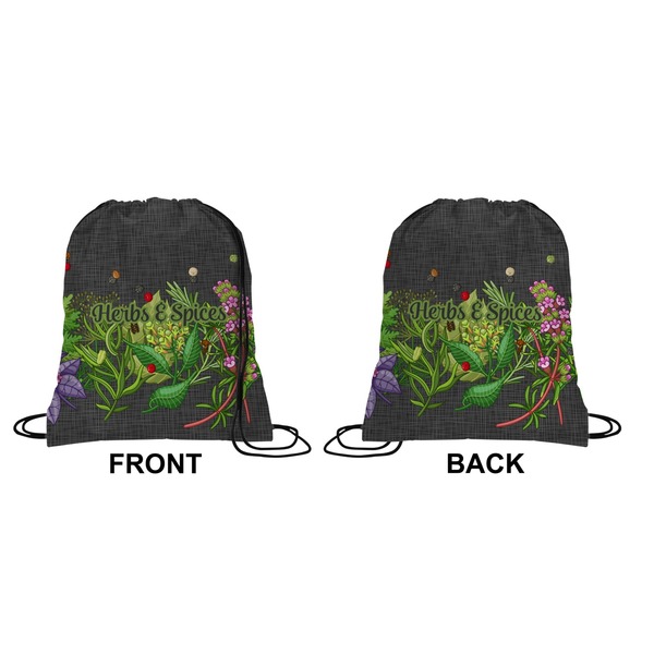 Herbs & Spices Drawstring Backpack Front & Back Medium