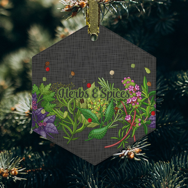 Herbs & Spices Frosted Glass Ornament - Hexagon (Lifestyle)