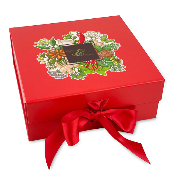 Custom Herbs & Spices Gift Box with Magnetic Lid - Red