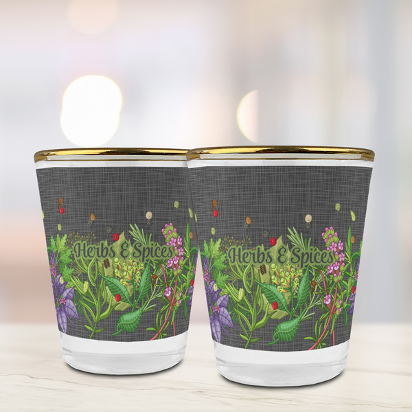 Herbs & Spices Glass Shot Glass - with gold rim - LIFESTYLE
