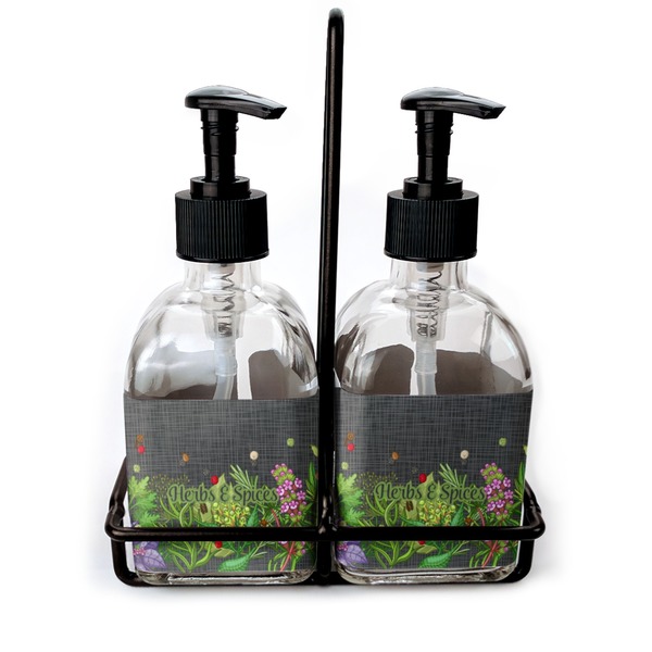 Custom Herbs & Spices Glass Soap & Lotion Bottle Set