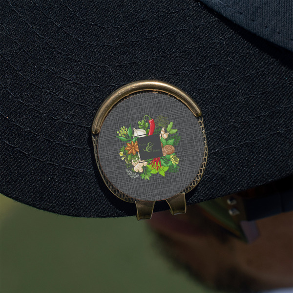 Herbs & Spices Golf Ball Marker Hat Clip - Gold - On Hat