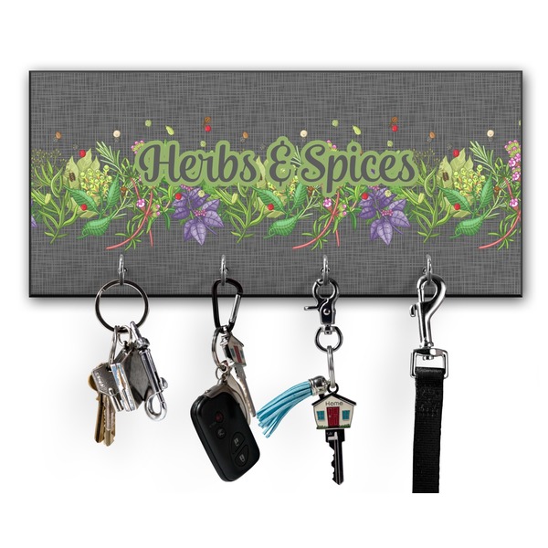 Custom Herbs & Spices Key Hanger w/ 4 Hooks w/ Name or Text