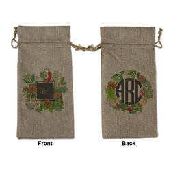 Herbs & Spices Large Burlap Gift Bag - Front & Back