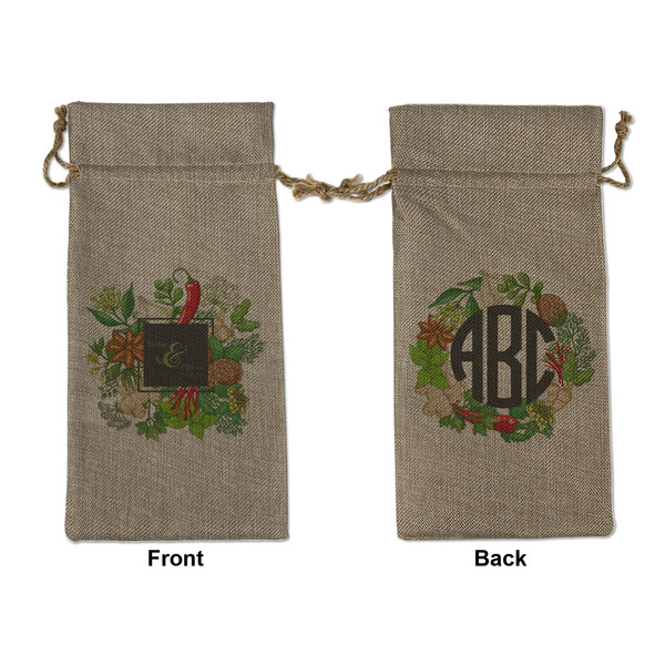 Custom Herbs & Spices Large Burlap Gift Bag - Front & Back