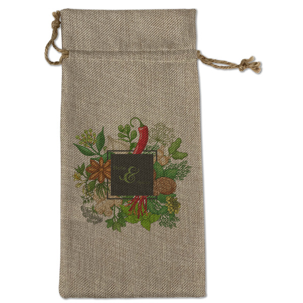 Custom Herbs & Spices Large Burlap Gift Bag - Front