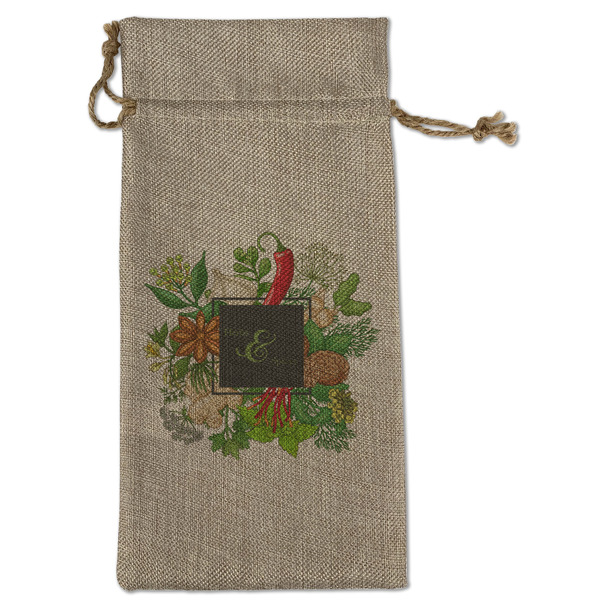 Herbs & Spices Large Burlap Gift Bags - Front