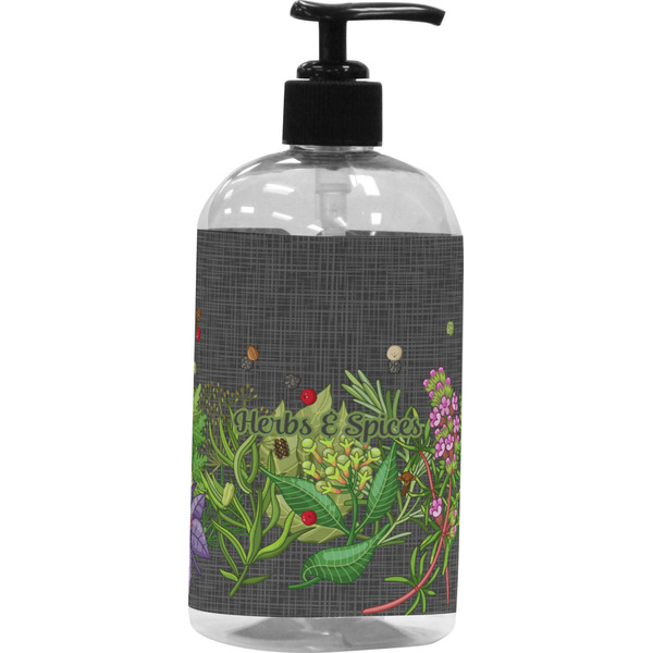 Custom Herbs & Spices Plastic Soap / Lotion Dispenser (16 oz - Large - Black)