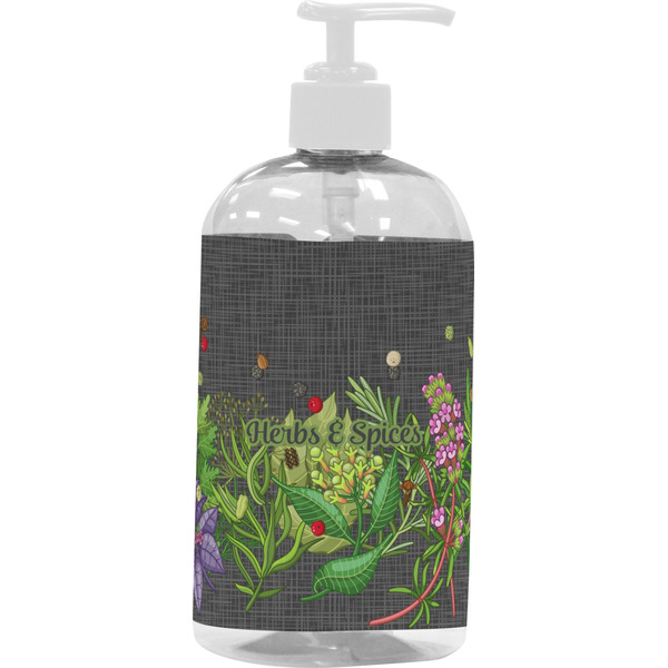Custom Herbs & Spices Plastic Soap / Lotion Dispenser (16 oz - Large - White)