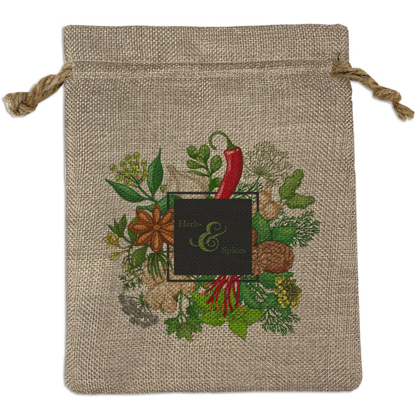 Custom Herbs & Spices Medium Burlap Gift Bag - Front