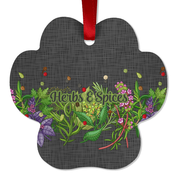 Custom Herbs & Spices Metal Paw Ornament - Double Sided