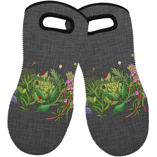 Herbs & Spices Neoprene Oven Mitt -Set of 2 - Front