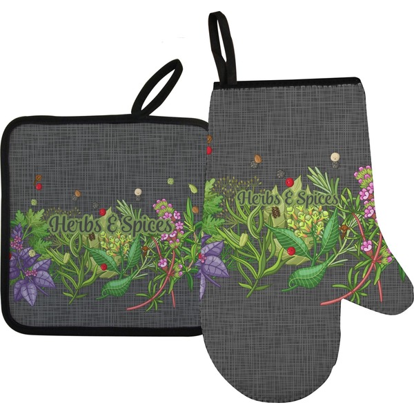 Custom Herbs & Spices Oven Mitt & Pot Holder Set
