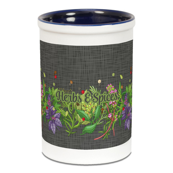 Custom Herbs & Spices Ceramic Pencil Holders - Blue