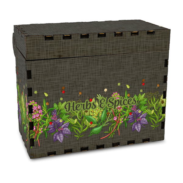 Custom Herbs & Spices Wood Recipe Box - Full Color Print