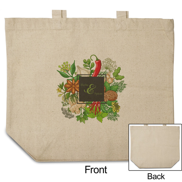 Herbs & Spices Reusable Cotton Grocery Bag - Front & Back View