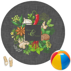 Herbs & Spices Round Beach Towel (Personalized)