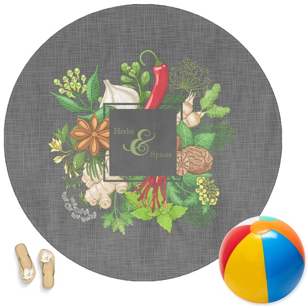 Custom Herbs & Spices Round Beach Towel (Personalized)