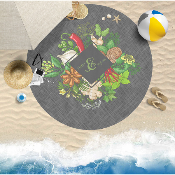 Herbs & Spices Round Beach Towel Lifestyle